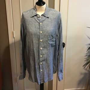 CP Shades Chambray Blue Linen Button-Up Jack Tunic